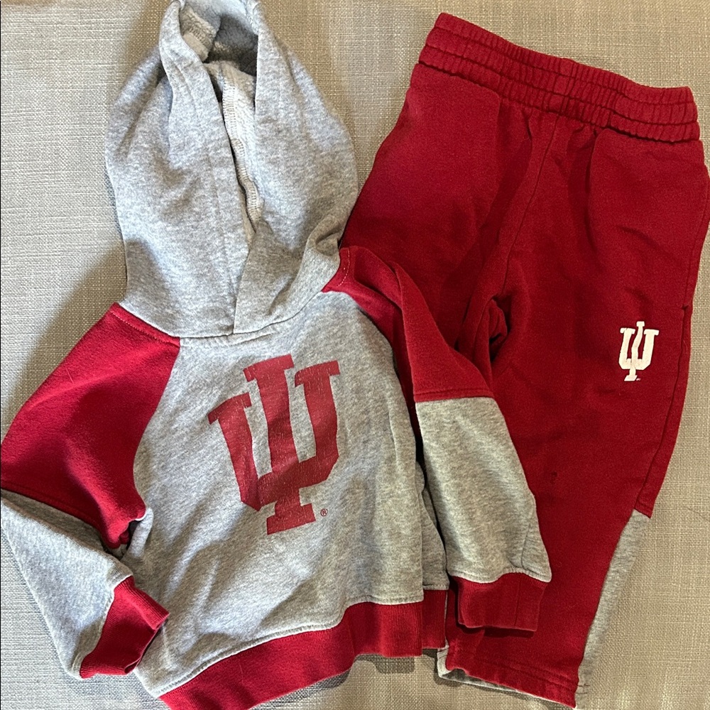 Indiana Kids Red and Gray Hoodie and Sweatpants Set